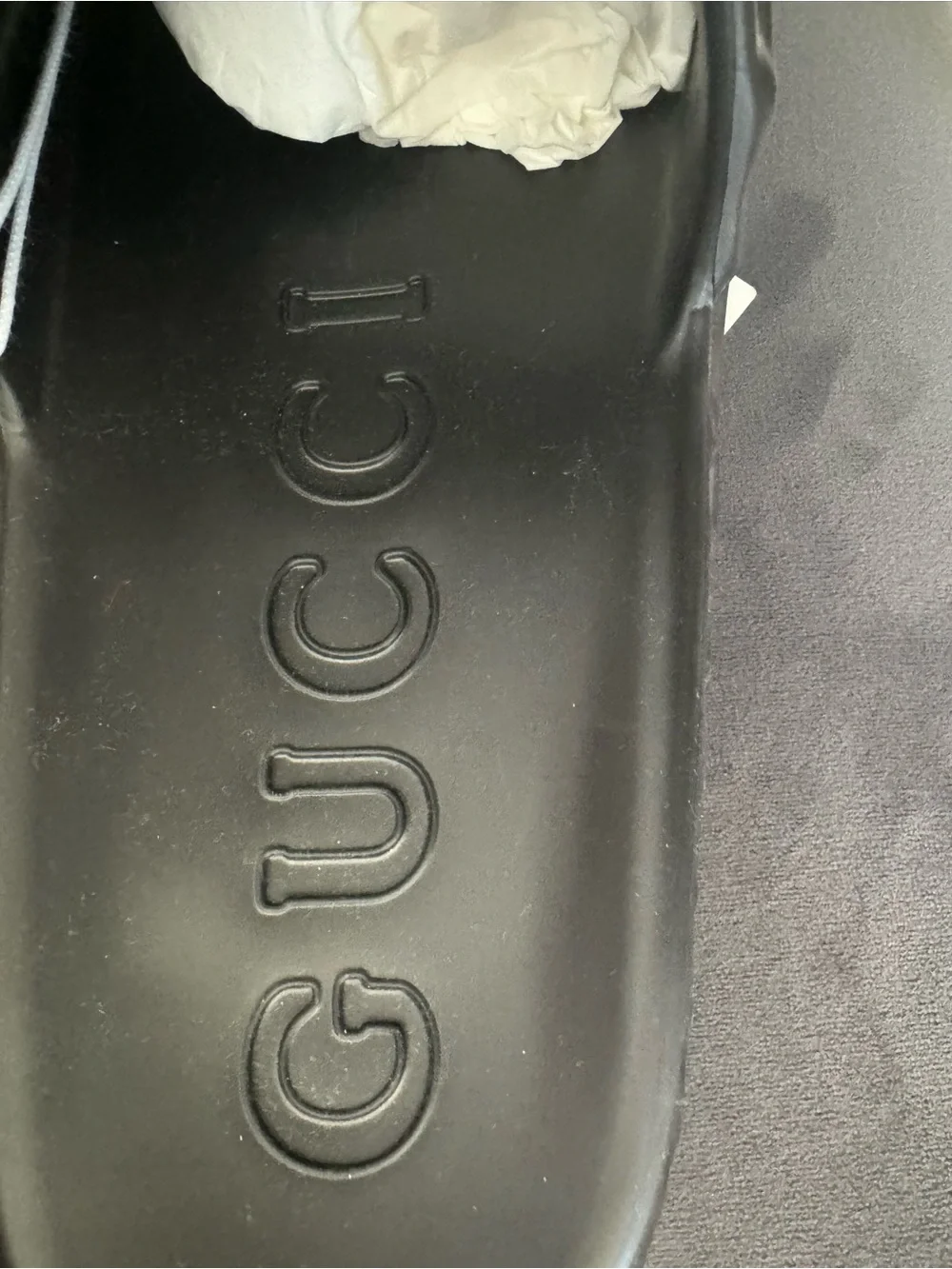 New Gucci  MENS BLACK RUBBER WATER RIPPLE SLIDE SANDAL w GG LOGO sz 7G /8 US